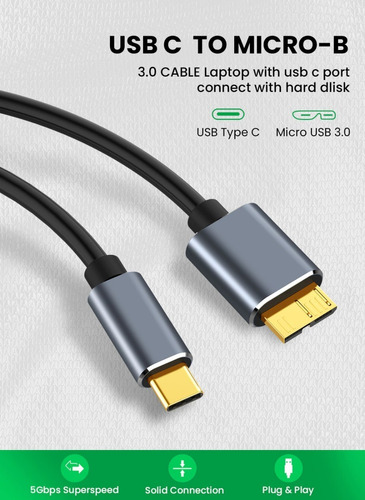 Cable Micro B A A Usb-c  Original Disco Duro Externo 50cm