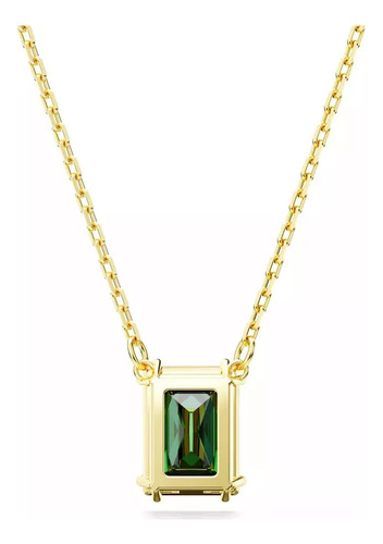 Colgante Swarovski Matrix Talla Rectangular Verde Baño Oro