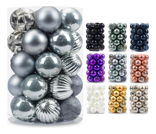 Adornos De Bola De Navidad De 40mm 34pcs. Gris