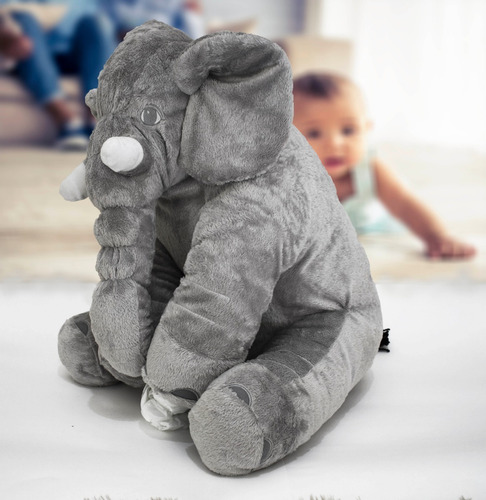 Almofada Elefante Pelúcia 60cm Travesseiro Bebê Antialérgico