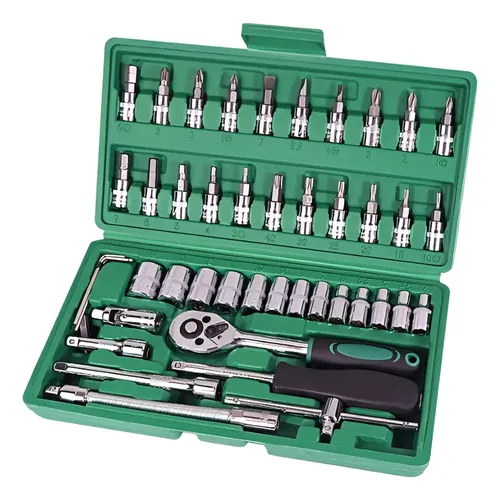 Kit Ferramentas 46 Peças Chave Catraca Jogo De Soquetes