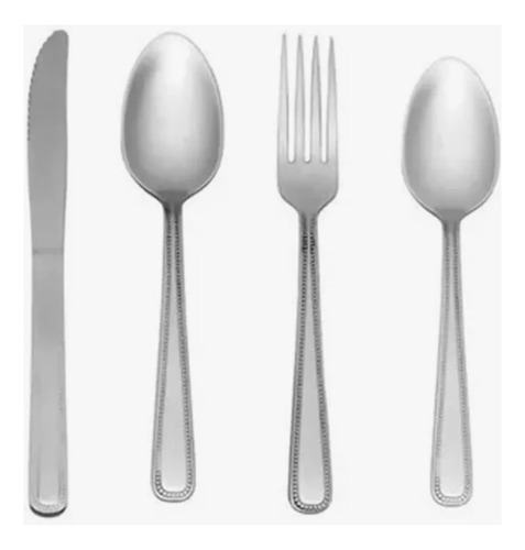 Set Cubiertos Hogar Acero Inoxidable Rayas 24 Piezas Mixto
