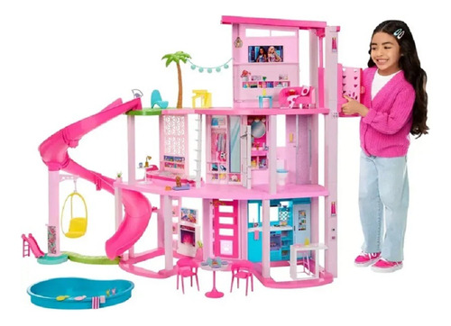 Casa de bonecas Mattel Barbie Casa dos Sonhos Dreamhouse Pool Party  HMX10 cor rosa