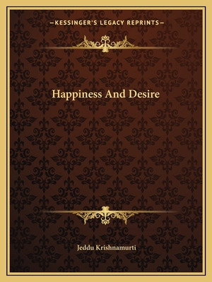 Libro Happiness And Desire - Krishnamurti, Jeddu