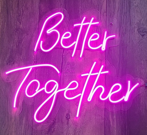 Letrero Luz Neon Better Mr & Mrs Pared 50cm! Base Acrilico