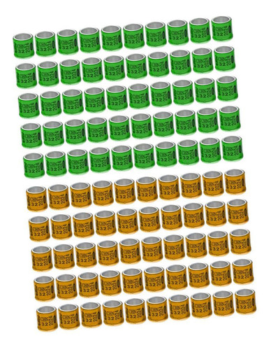 100 Anillos Reutilizables Para Patas De Verde Y Amarillo