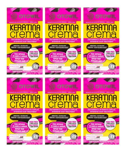 Otowil Keratina Crema Máscara Antifrizz Nutritiva X6 Sobres