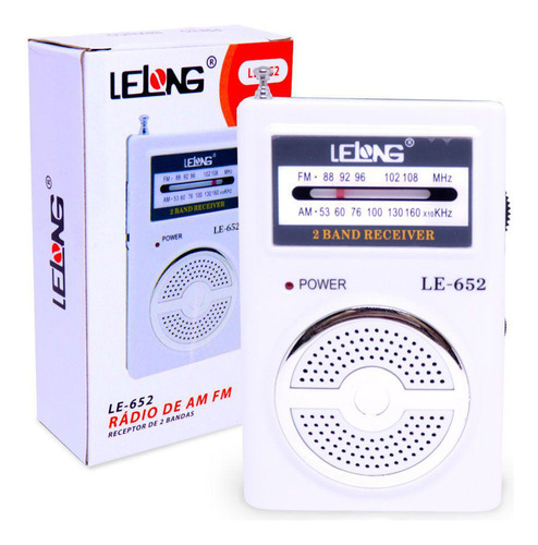 Mini Rádio De Bolso Am E Fm Le-652 Branco - Lelong