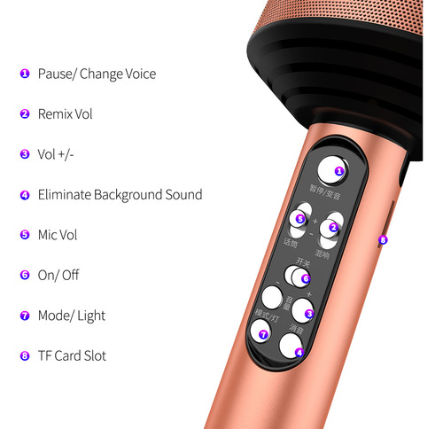 Micrófono Portátil Inalámbrico Para Karaoke Con Luces Led 2