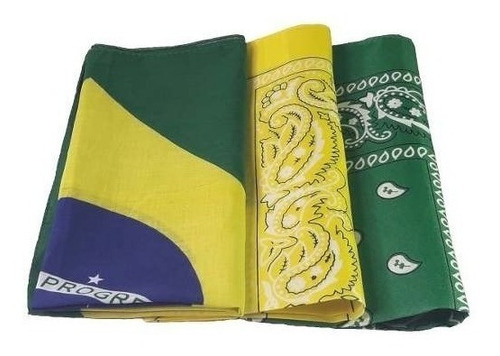 Bandana Combo Brasil 1 Bandeira Do Brasil 1 Amarela 1 Verde