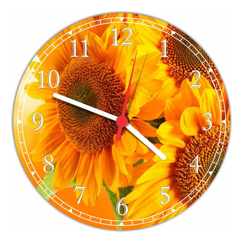 Relógio De Parede Flor Girassol Paisagens Natureza Gg 50 Cm