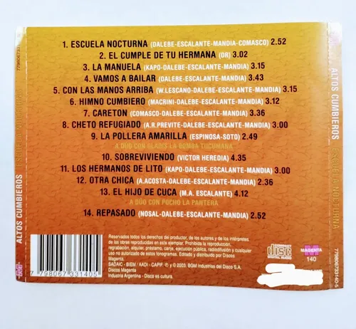 Altos Cumbieros Cd Nuevo Escuela Nocturna 14 Temas Éxitos