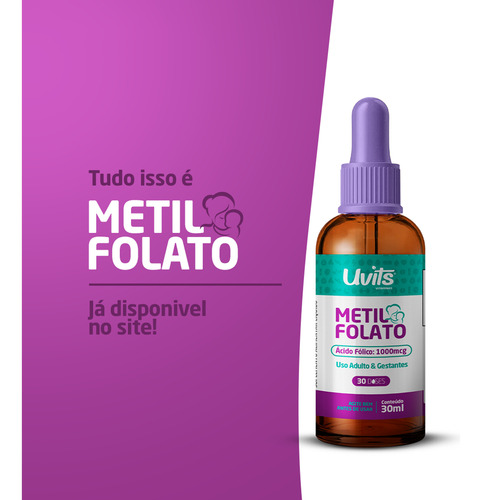 Metilfolato Ácido Fólico Gotas 30ml Liquida - Uvits