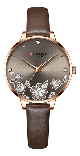 Curren Reloj Dama Diseño De Flores Moda Con Correa Piel