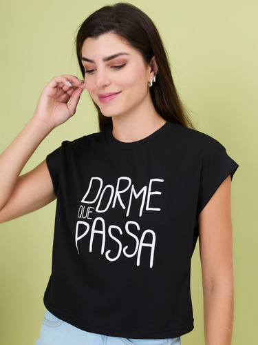 Cropped Blusinha Feminino Estampado Dorme