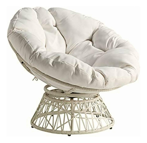 Osp Home Furnishings Silla Papasan De Mimbre Con Giro De 360 Color White Frame With White Cushion