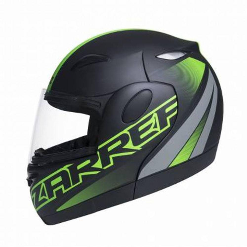 Capacete Zarref V5 Neon Preto Fosco / Verde Robocop Tam 56