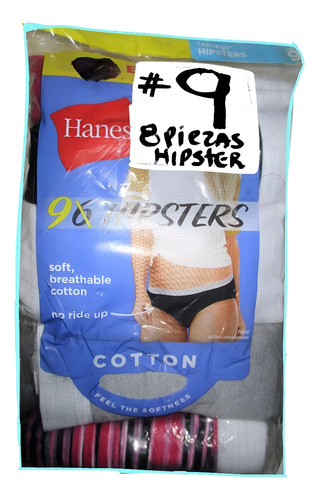 Pantaletas De Colores Modelo Hipster Talla 9 (36/38) Hanes