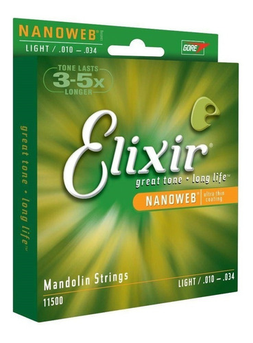 Elixir 11500 Nanoweb Encordado Mandolina Cuerdas 010