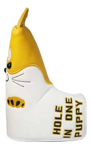 Golf Putter Headcover Perro Patrón Pu Cuero Club Amarillo