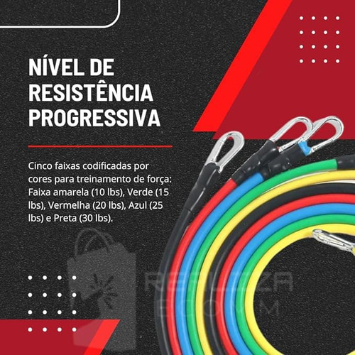 Kit 11 Extensor Elástico + Kit 5 Miniband Premium,