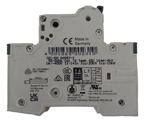 Disjuntor Siemens 5sy4232-8 32a Curva D 2 Polos