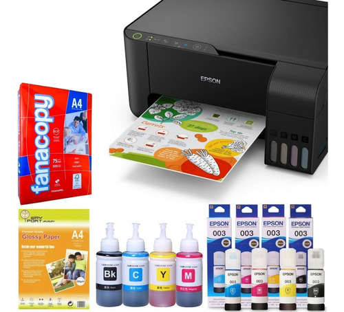 Impresora Epson L3110 Sistema Continuo+tinta Extra+papeles