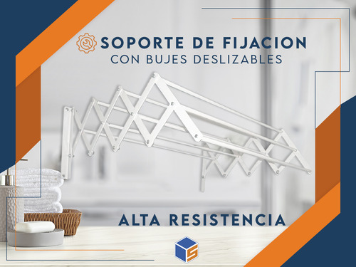 Imagen 7 de 11 de Tender Ropa Extensible Pared Plegable 80cm 10 Varillas