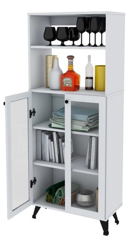 Aparador Mueble Organizador 4 Puertas 2 Estantes Regulables Color Blanco