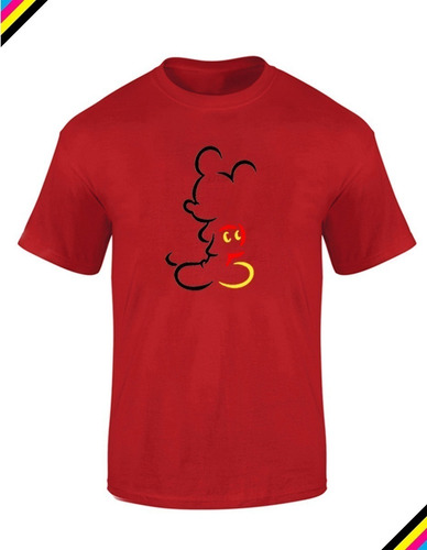 Polera Estampado Micky Mouse Silueta Colo Moda Hombre Y Niño