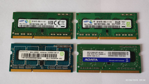 Memorias Ram Sodimm Ddr3 2gb Pc3-12800s Notebook