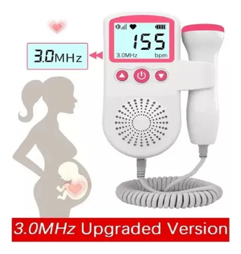 Audífono cardíaco para bebés, monitor de sonar Doppler fetal, color rosa