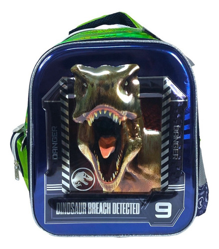 Mochila Marca Ruz Jurassic World Tamaño Kinder Color Azul/verde