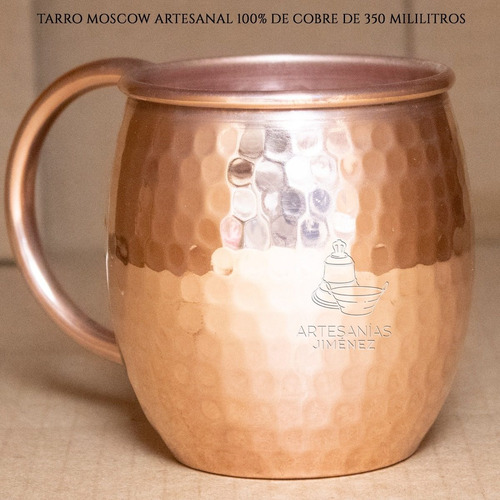 Imagen 2 de 5 de Tarro De Cobre Moscow Mule Martillado Artesanal 360 Ml Full