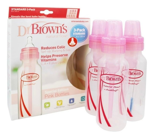 Botellas De Bebé Sin Bpa Del Dr. Brown 8 Oz. - Rosa -