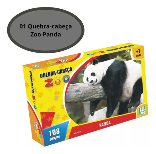 Brinquedo Jogo Quebra Cabeça Infantil Zoo Panda 108 Pçs
