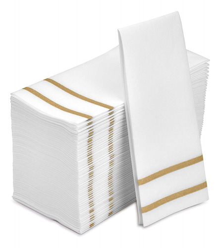 Fete Decorative Hand Towels Disposable, Gold Design 100 Line