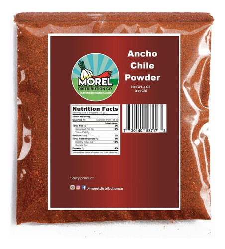 Ancho Chile Powder, Ancho Chili Ground 4 Oz And 1 Lb. (4 Oz)