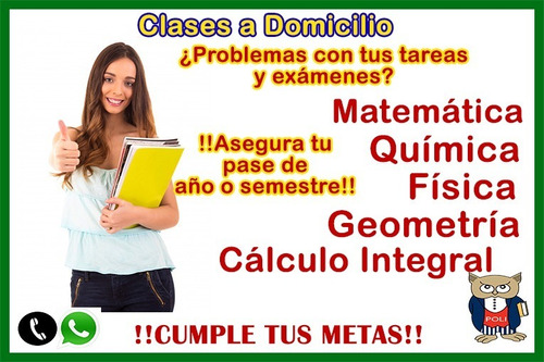 Clases A Domicilio De Matemática,química,física,geometría
