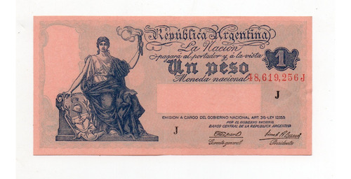 Billete 1 Peso Moneda Nacional Progreso Bottero 1828