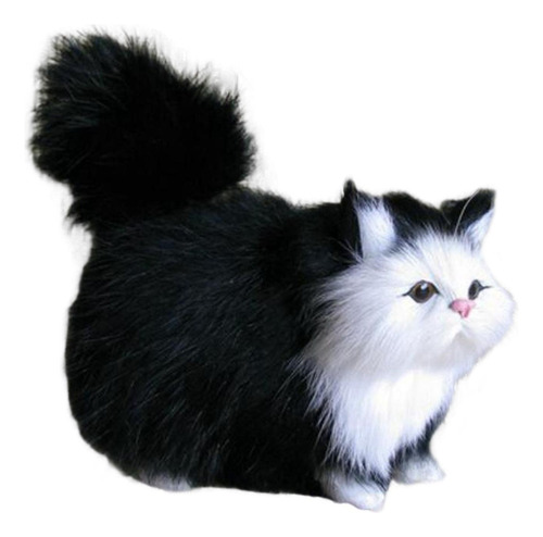 Juguete De Simulación De Gatos De Peluche Suave, Negro