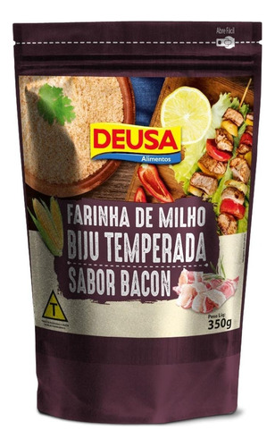 Farinha De Milho Biju Temperada Deusa Sabor Bacon 350 Gramas