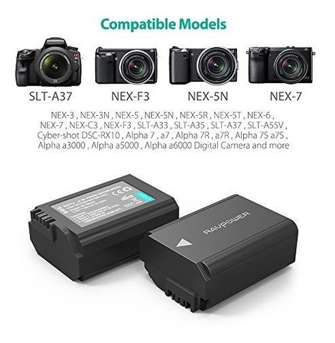 Juego De Cargador De Baterias De Camara Np-fw50 Ravpower Par
