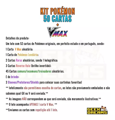 Carta Pokémon Lendário Celebi Vmax Original Pt + 50 Cartas