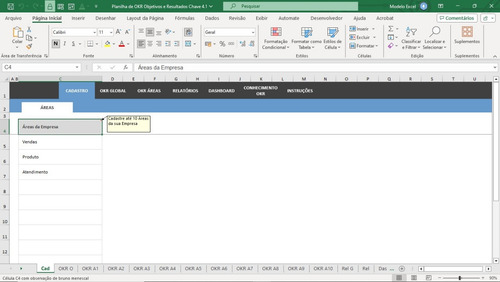 Planilha De Okr Objetivos E Resultados Chave 4.0