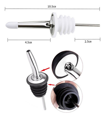 A 10 Vertedores Inoxidable Steel Dosifiers Botellas Bar