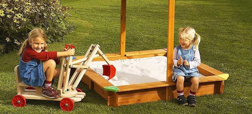 Arenero Con Techo Regulable De Madera Infantil Para Niños