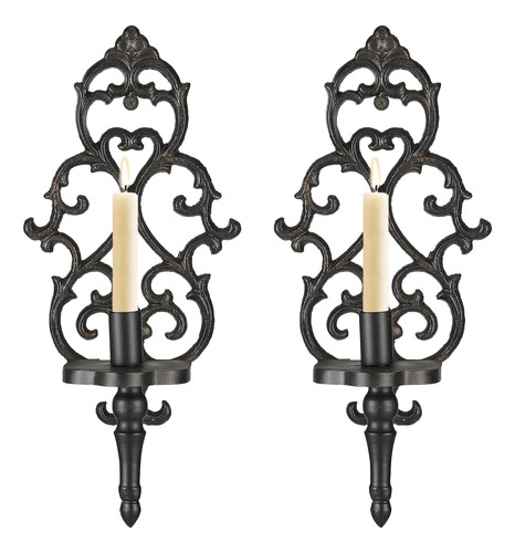 Juego De 2 Candelabros De Pared De Hierro Fundido, Cand...