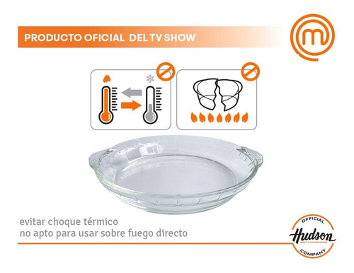 Fuente Vidrio Templado Hudson Redonda Con Asas Horno 28,7 Cm