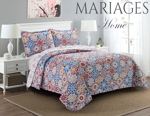 Imagen 1 de 6 de Cubrecama Quilt Cover Reversible +fundas Twin Calgary D3